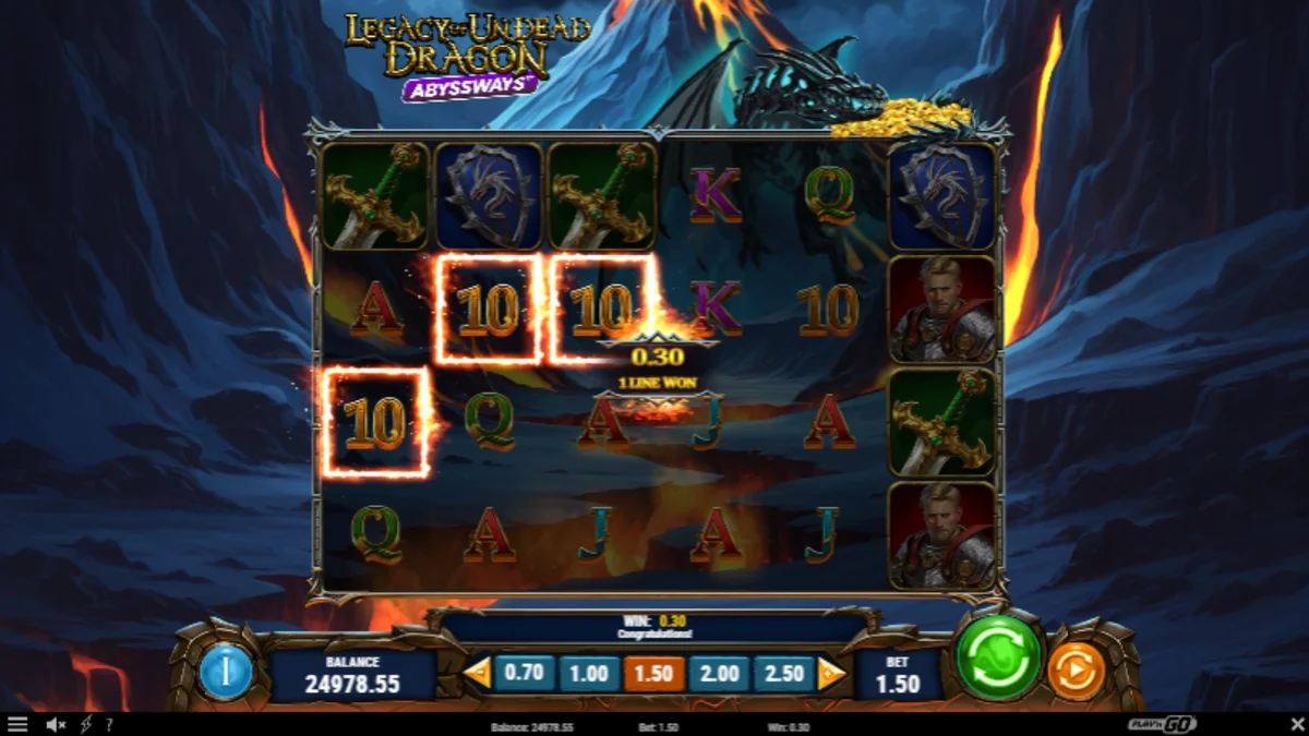 Isang cinematic na eksena mula sa Legacy of Undead Dragon Abyssways na nagpapakita ng dragon at knight.