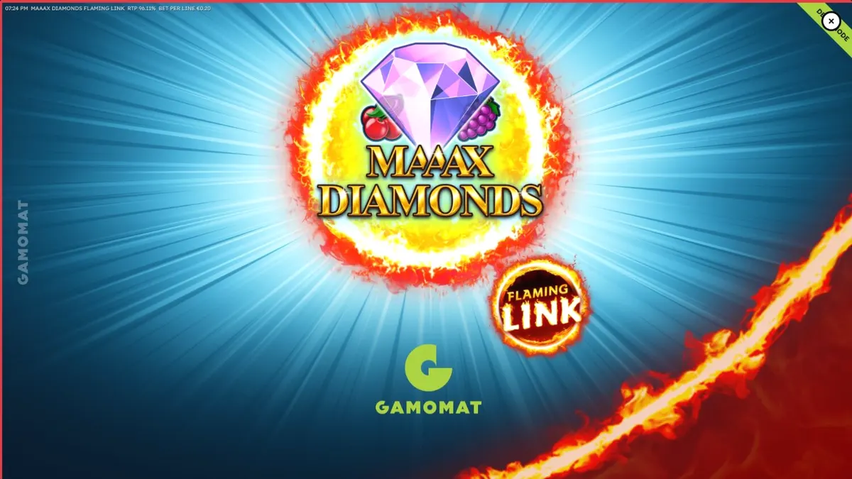 Maaax Diamonds Flaming Link slot machine interface