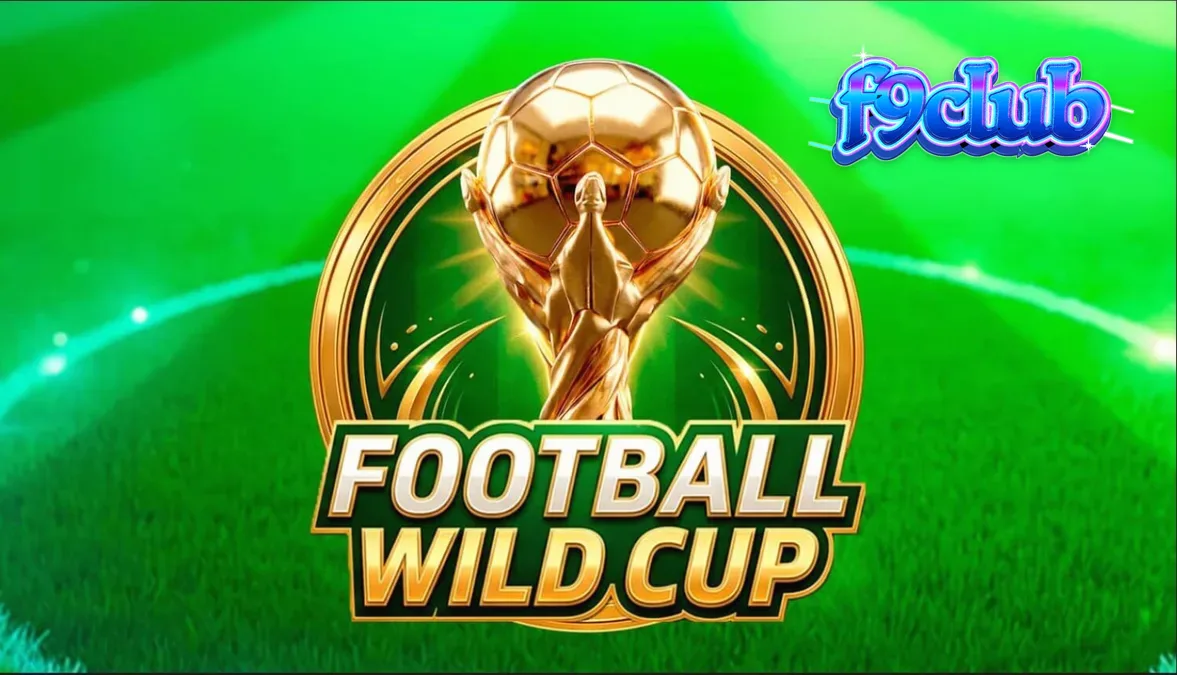 Isang makulay na screenshot ng Football Wild Cup slot na nagpapakita ng stadium background at mga simbolo ng football.